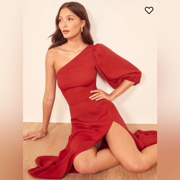 NWT Reformation Lawrence One Shoulder Midi Dress in Marooned, Size 2 - Picture 9 of 10